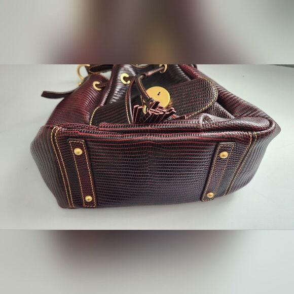 Dooney & Bourke Lizard Embossed Drawstring Shoulder Bag - Picture 5 of 15